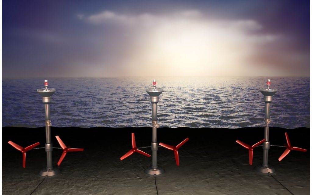 Illustration of tidal energy on a beach